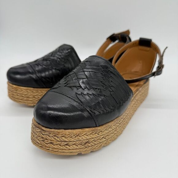 Macarena Collection Women's Black Tan Espadrilles Platform Sandals Shoes Size 7 - Picture 3 of 12